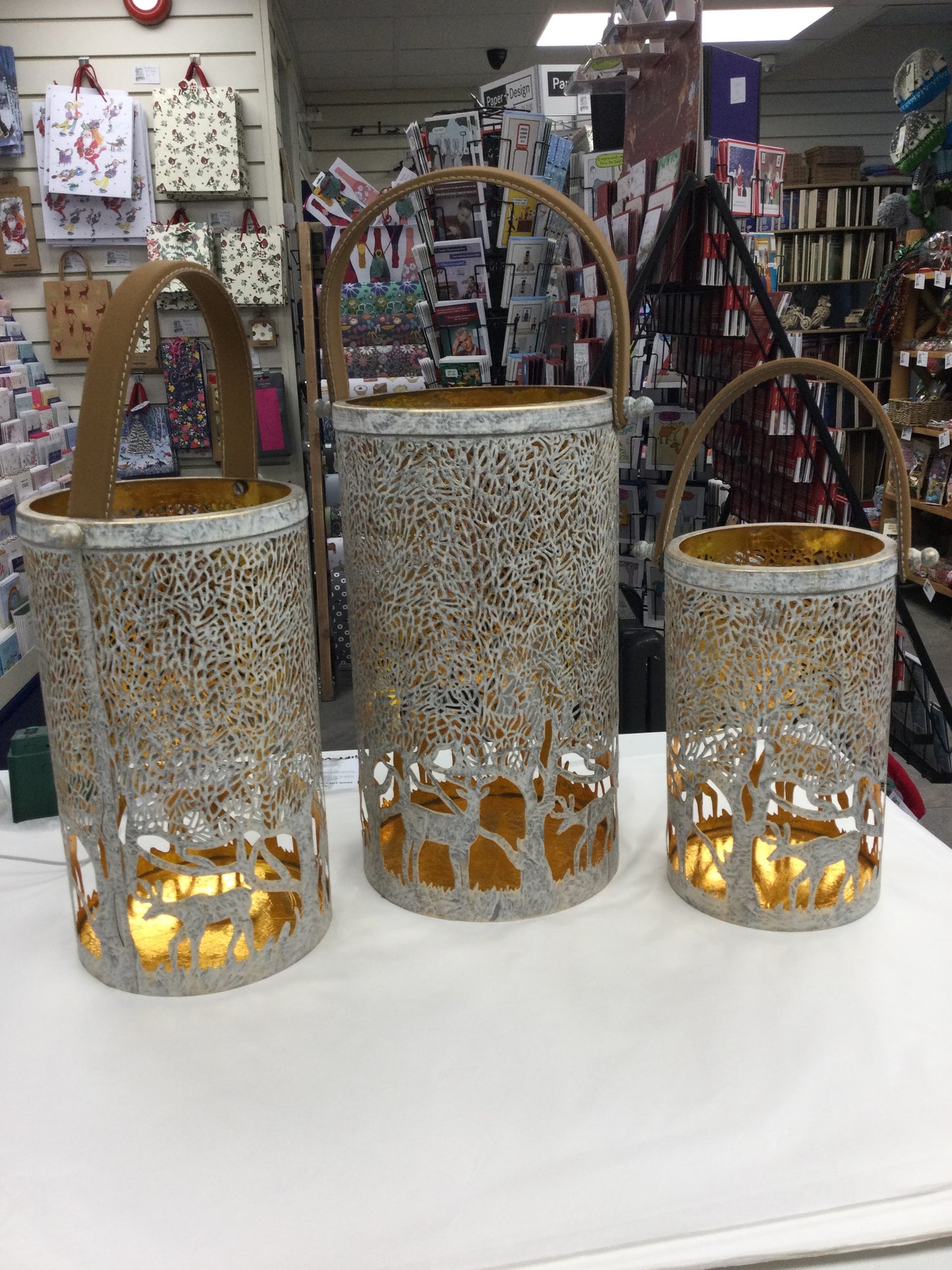 Deer Scene Hurricane Lanterns