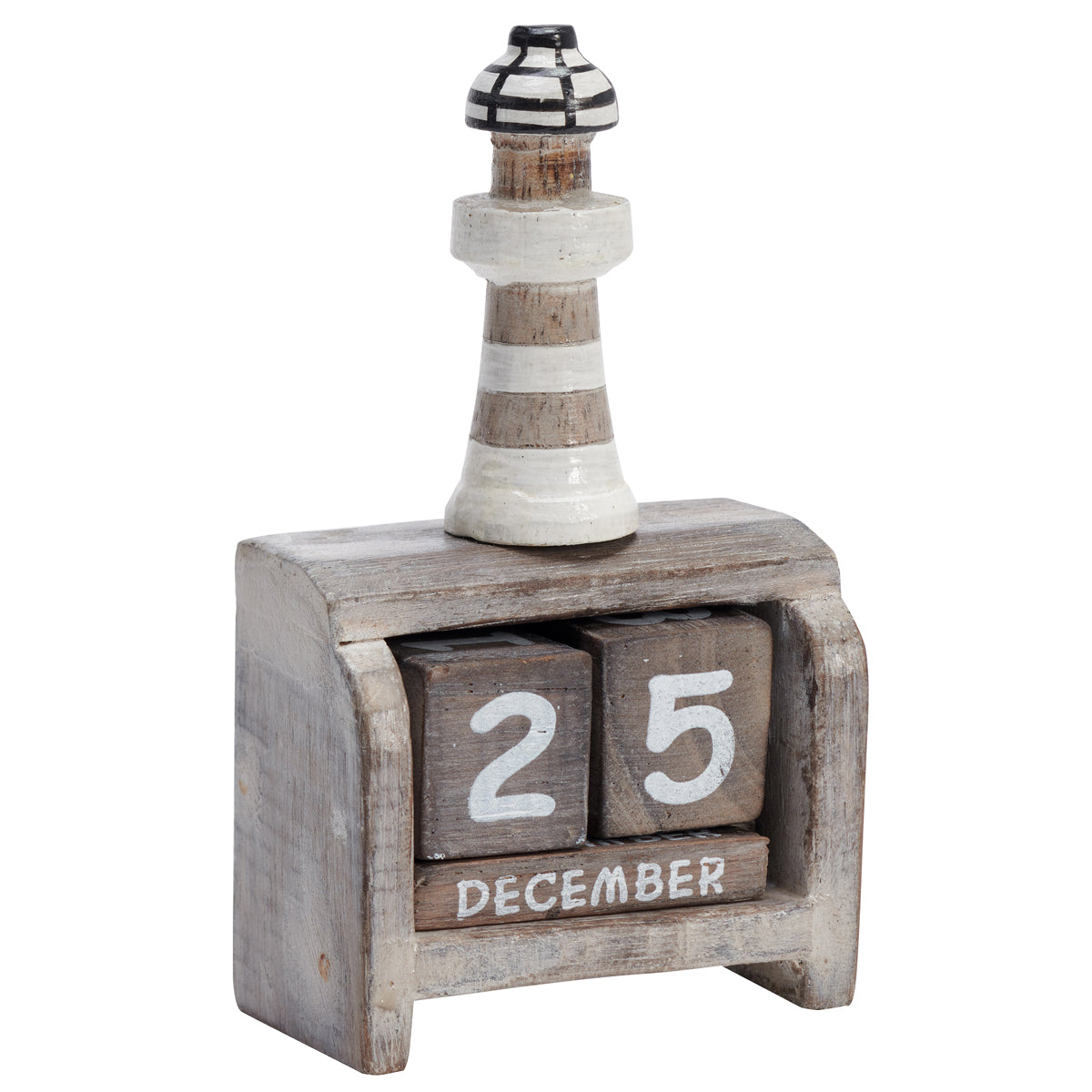 Platte vuurtoren miniatuur eeuwigdurende kalender