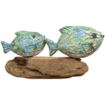 Mother and Baby Painted Abstract Fish on root
