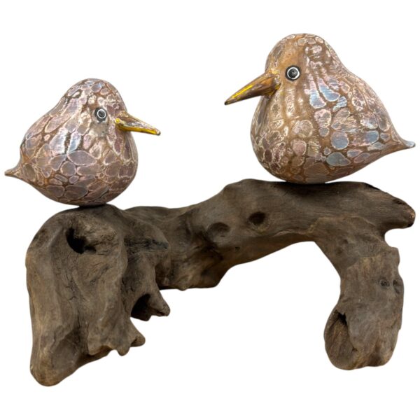 Oiseau abstrait peint sur racine