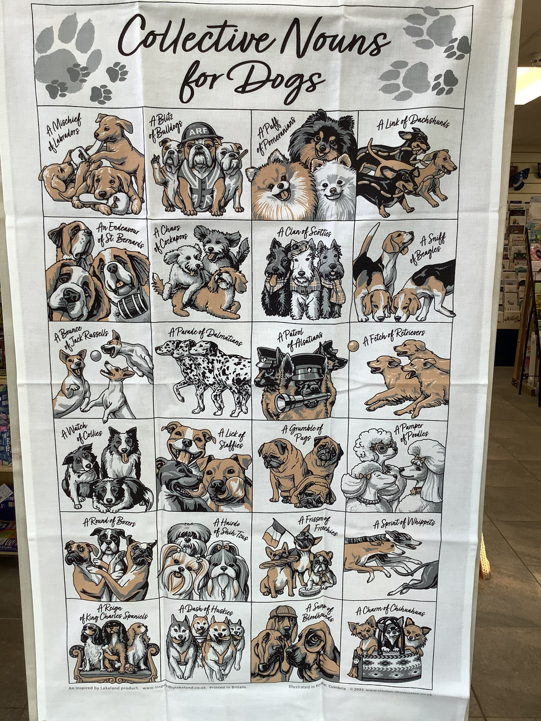 Collective Nouns for Dogs Tea-Towel