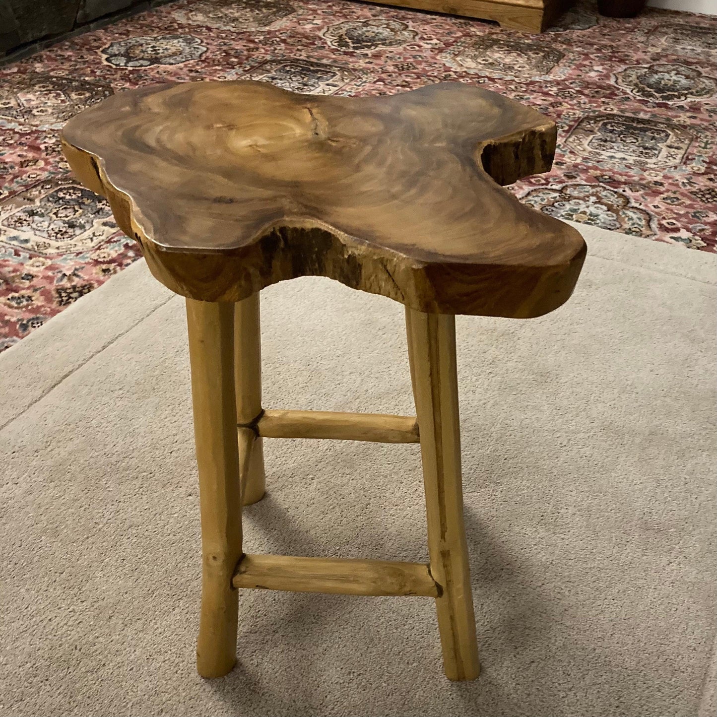 Handcarved Wooden Stools / Table - The Coast Office