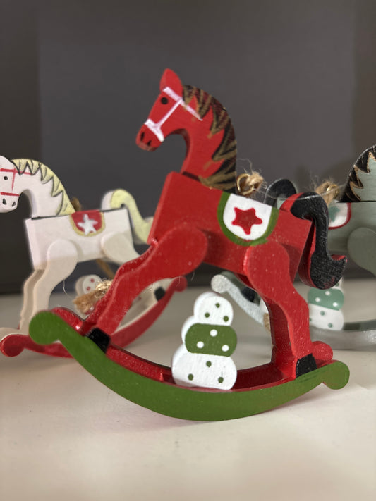 Wooden Rocking Horse Christmas Tree Hangers