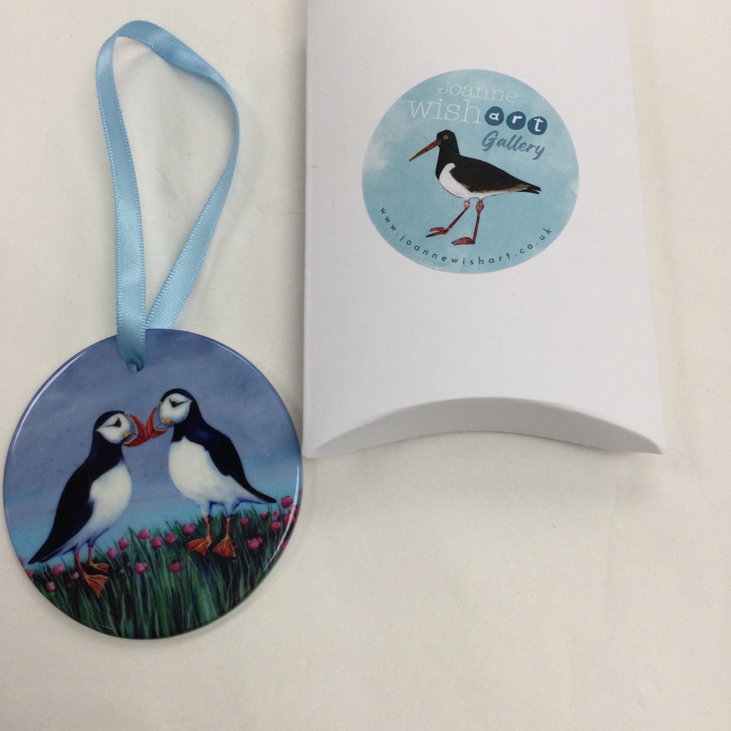 Puffin and Sea Pinks Ceramic Hanging
