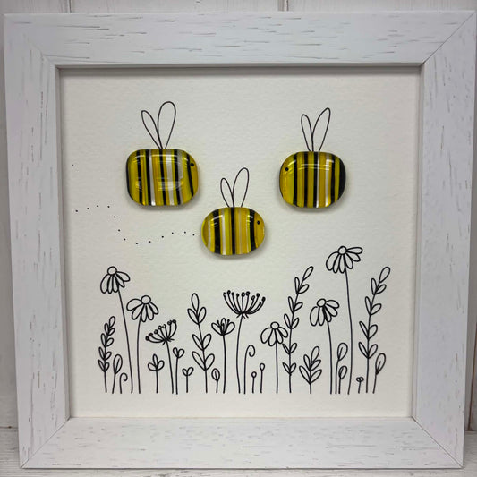 Fused Glass Art: 3 Bees