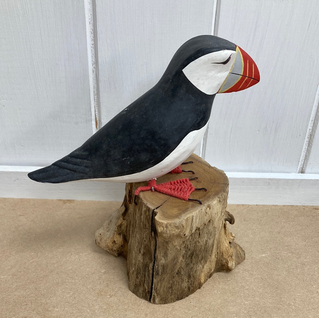 Puffin on wood