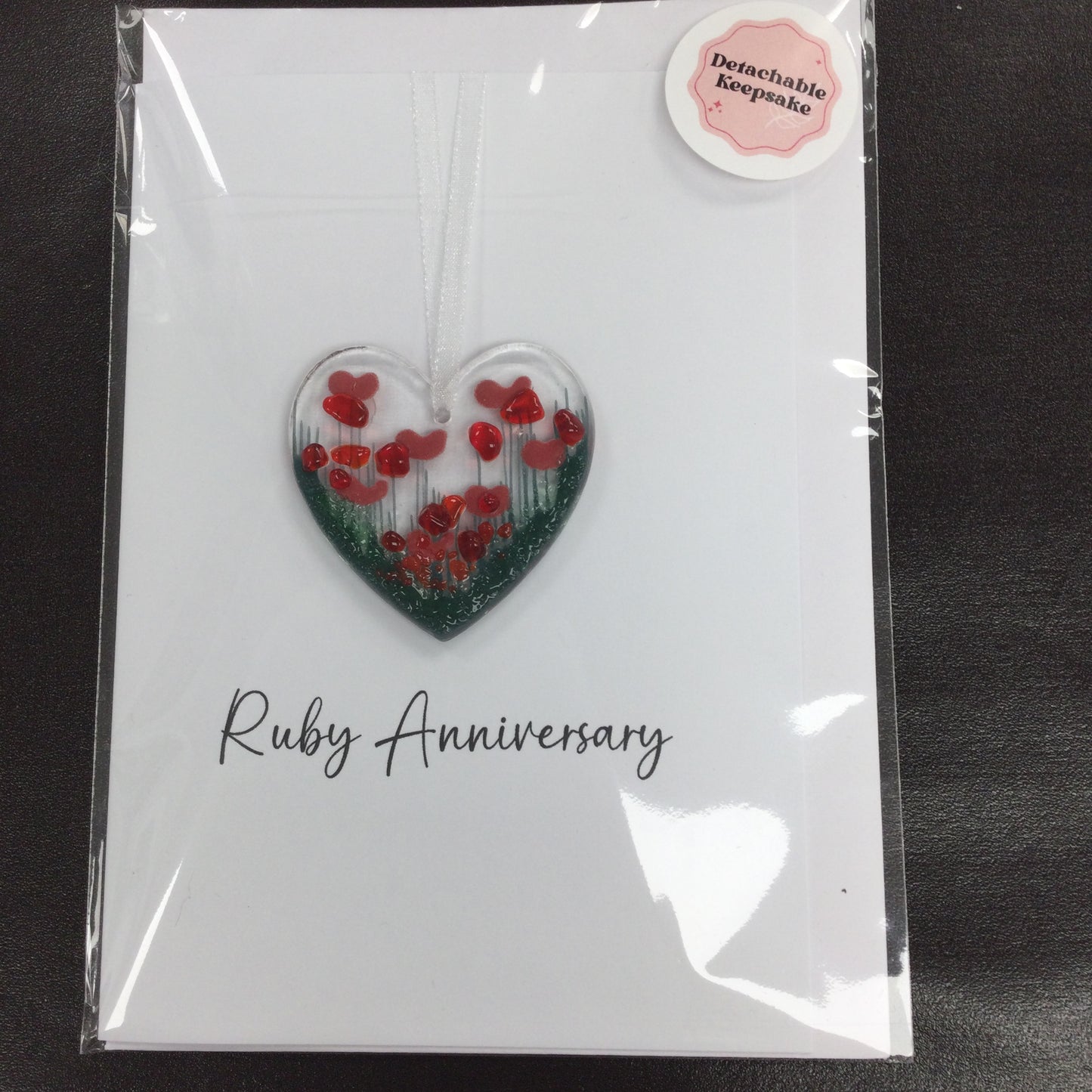 Pam Peters: Fused Glass Heart Hanging Anniversary Cards
