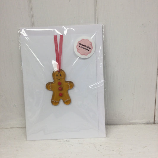 Gingerbread Man Fused Glass Christmas Card/Hanging