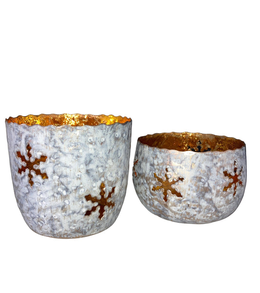 Set of 2 Snowflake votives