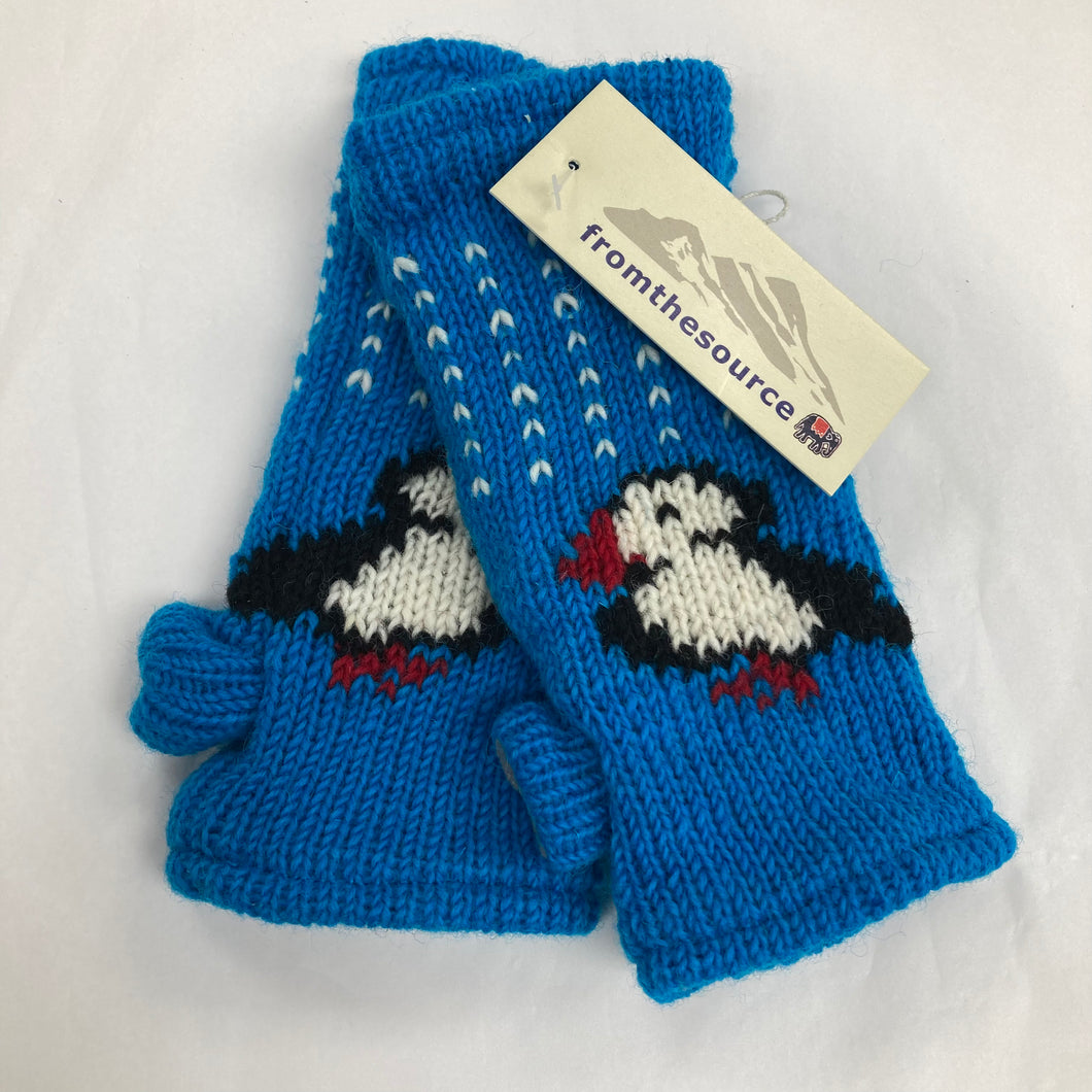 Turquoise Puffin Wrist Warmers (100% Handknitted Wool)