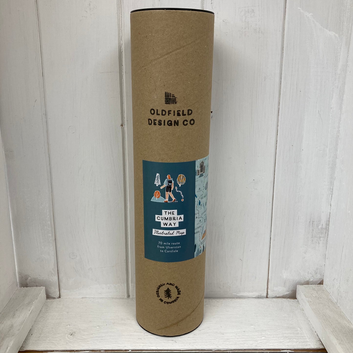 The Cumbria Way A3 Route Map with wooden Hanging Frame