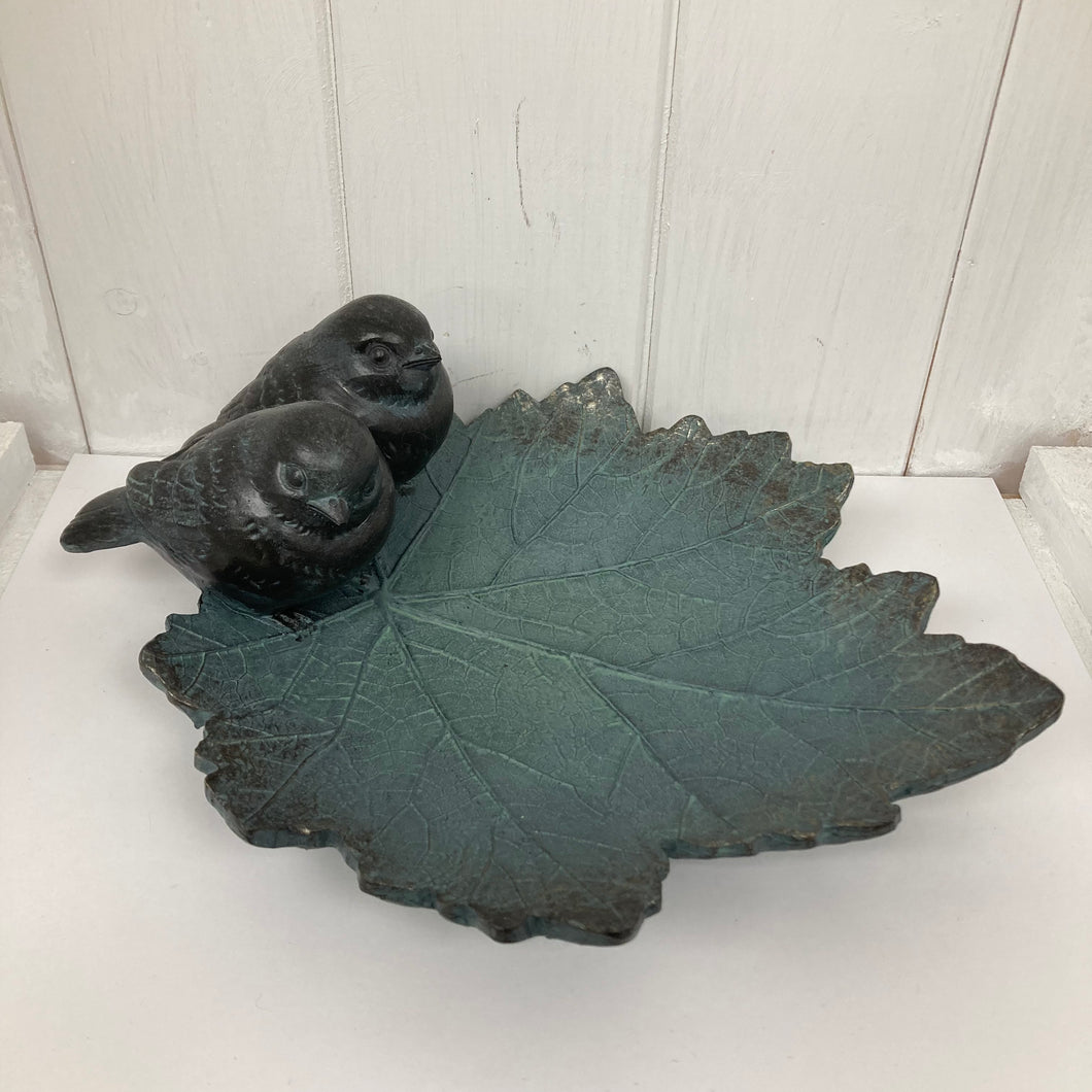 Deux oiseaux sur une feuille