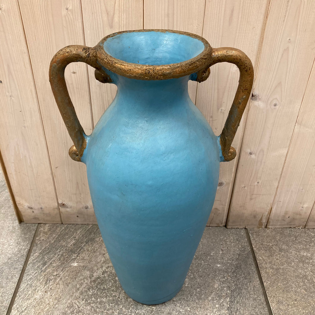 Grand vase à anse (bleu sarcelle pastel)