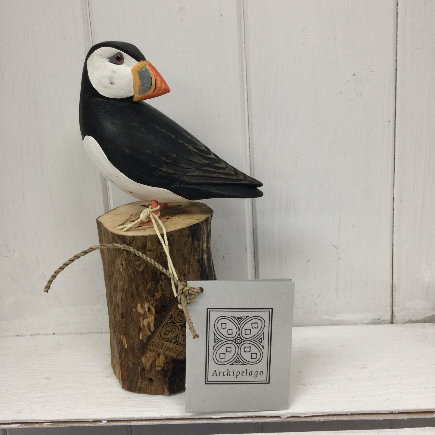 Small Preening Hand Carved Puffin