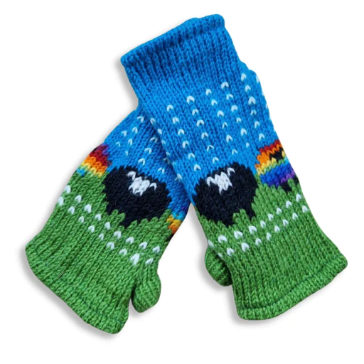 Psychedelic Sheep Wrist Warmers (100% Hand Knitted Wool)