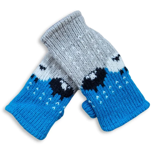 Sky Blue Sheep Wrist Warmers (100% Hand Knitted Wool)