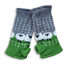 Load image into Gallery viewer, Green Sheep Wrist Warmers (100% Hand Knitted Wool)
