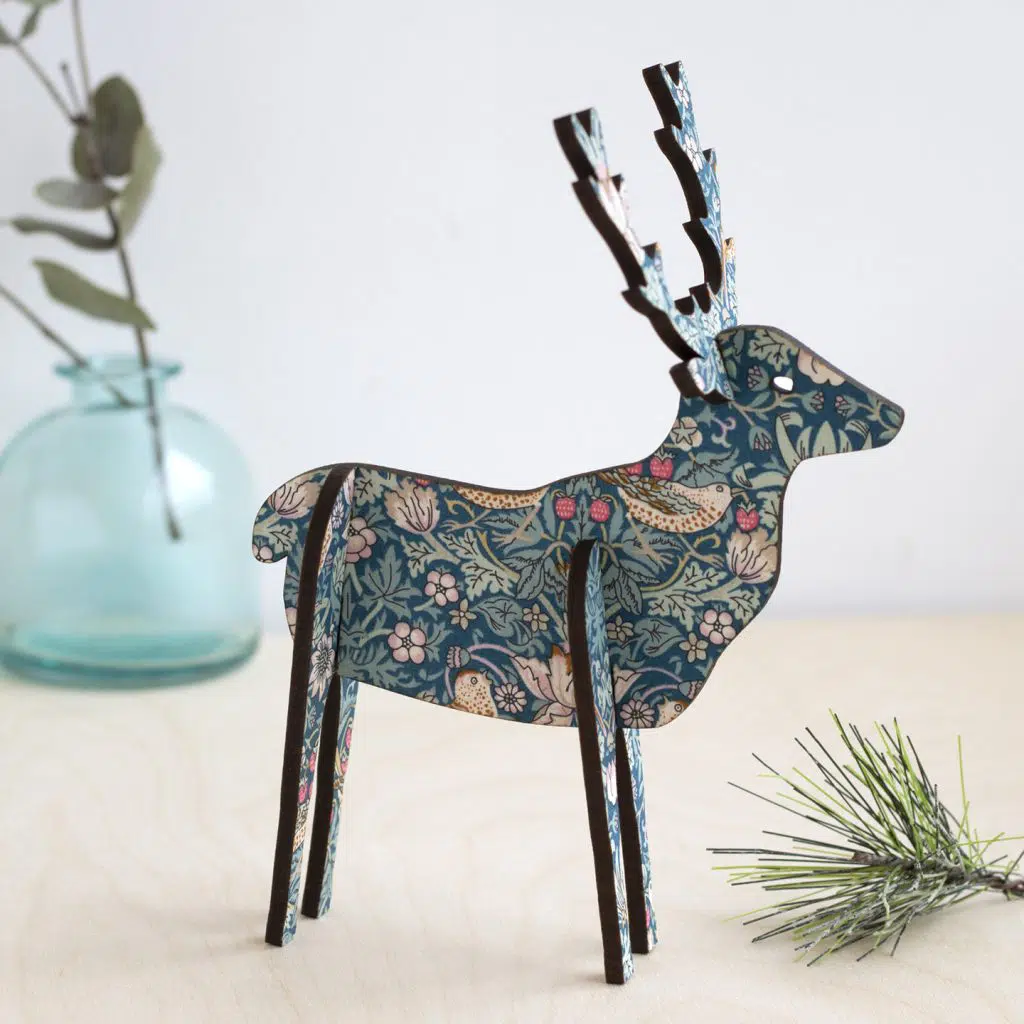 Petits cerfs 3D debout en bois : Tissu Liberty