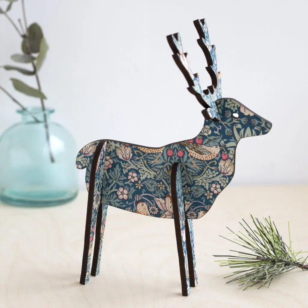 Small Standing, Wooden 3D Stags:  Liberty Fabric