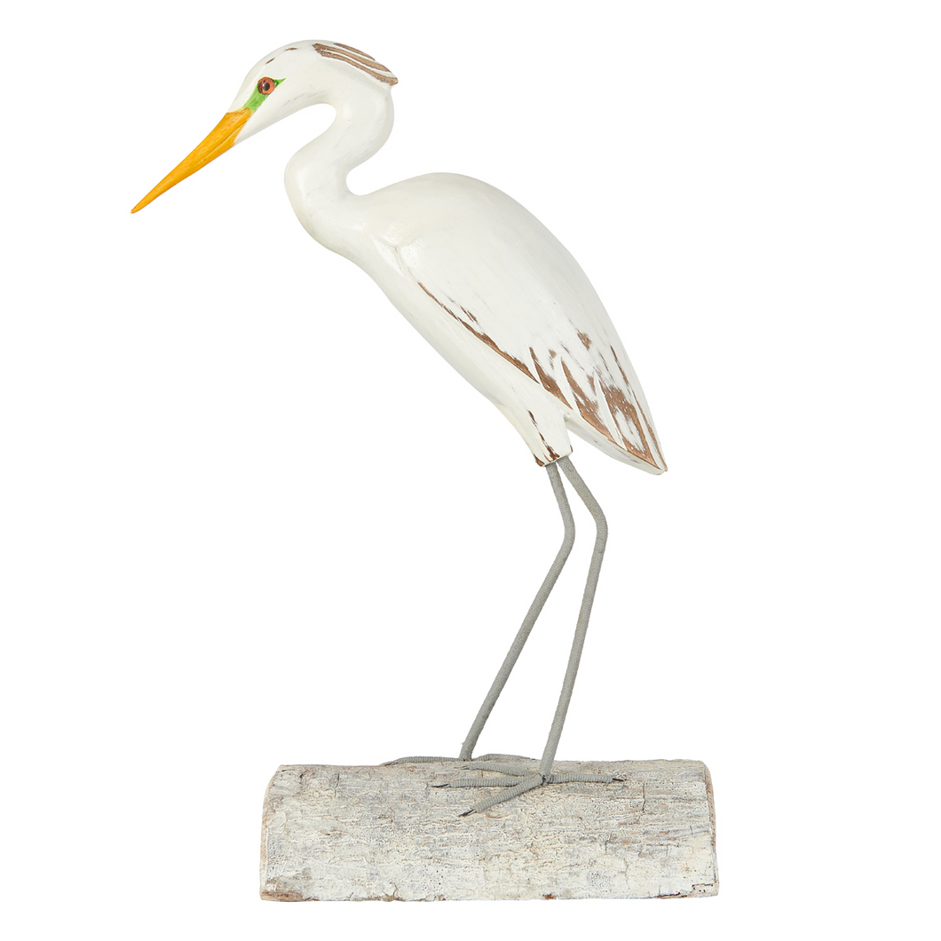 Wooden Egret on Driftwood