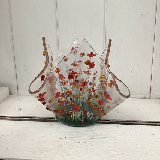 Vases à bougie chauffe-plat en verre fondu jonquille par Pam Peters