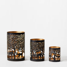 Afbeelding in Gallery-weergave laden, ‘Black and Gold’ Deer Hurricane Votives (Set of 3)
