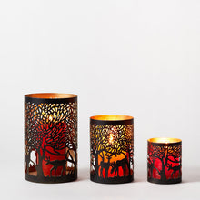 Afbeelding in Gallery-weergave laden, ‘Black and Gold’ Deer Hurricane Votives (Set of 3)
