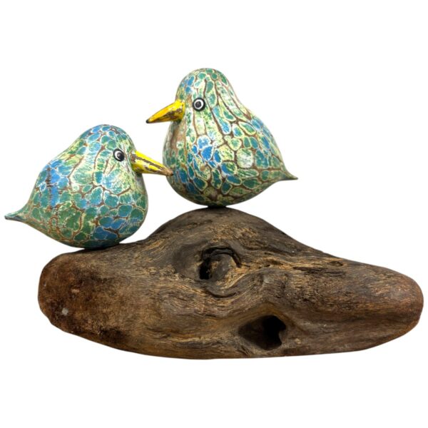 Mother and Chick Painted Abstract Birds on root