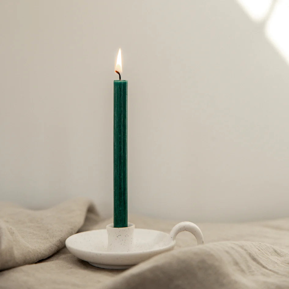 White Speckle Candle Holder