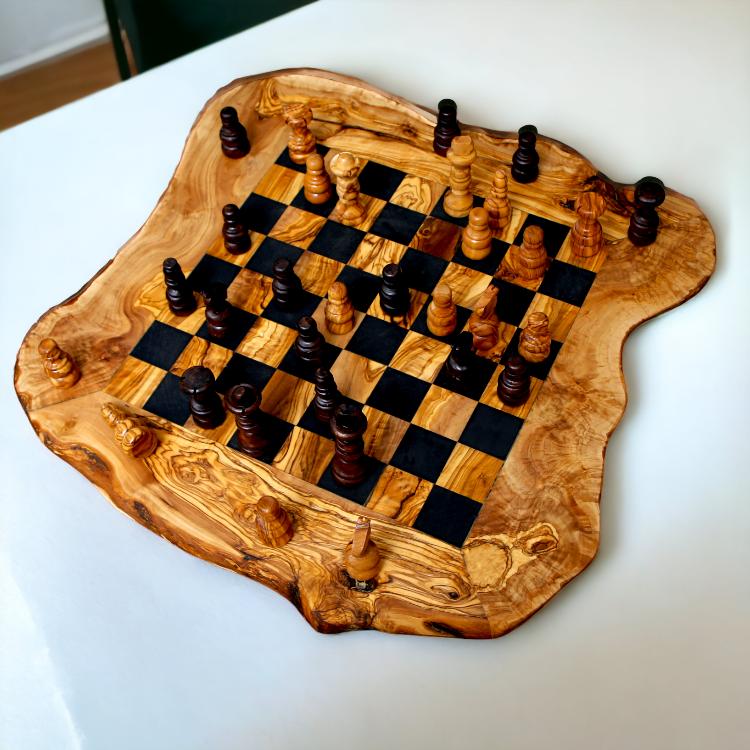 Schaakbord van 16 cm: olijfhout