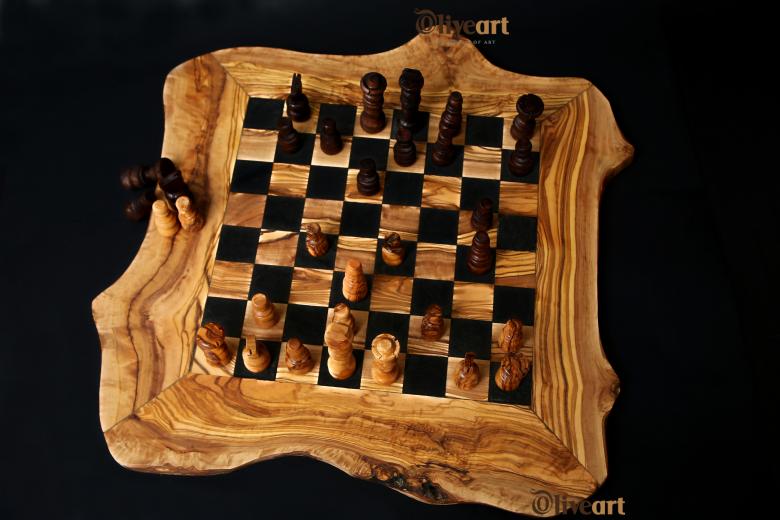 24cm Chess Board:  Olive Wood