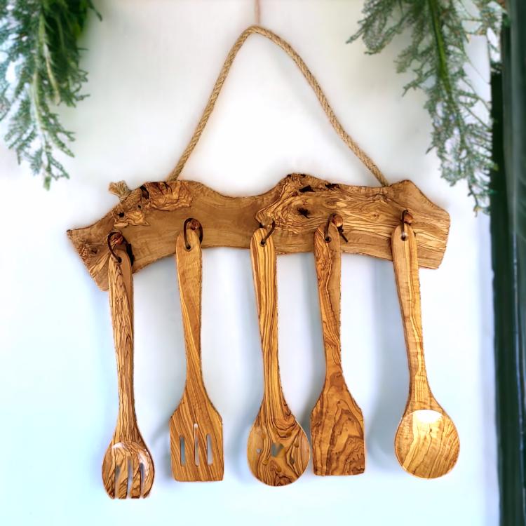 Ensemble d'ustensiles de coutellerie : Bois d'Olivier
