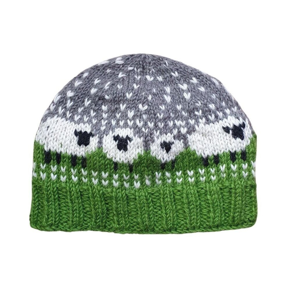Wintertaling schapen Bobble Hat (100% handgebreide wol)