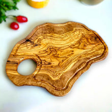Cargar imagen en el visor de la galería, Grooved Olive Wood Chopping Board with handle
