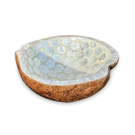 Pearl Inlay Coconut Shell Bowl (Gold or White)