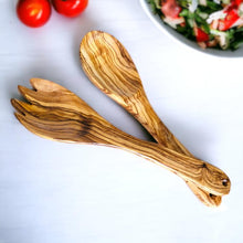 Load image into Gallery viewer, Salad set:  Olive Wood
