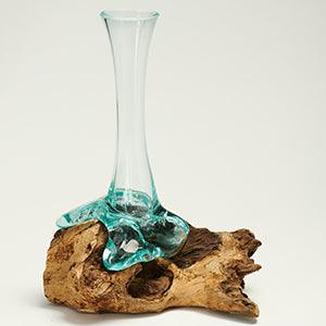 Recycled Glass Vase on Root - The Coast Office