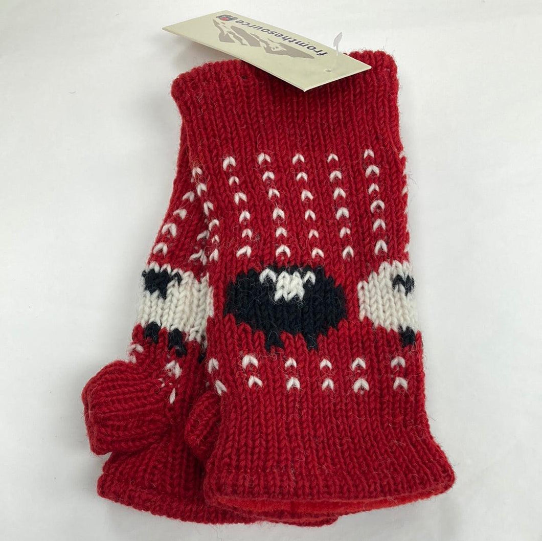 Red Sheep Wrist Warmers (100% Hand Knitted Wool) - The Coast Office