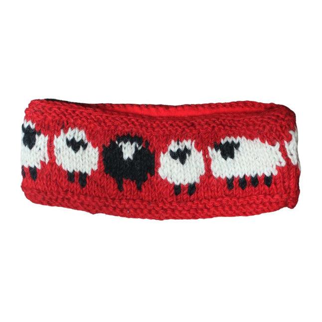 Sheep Headband (100% Handknitted Wool) Red - The Coast Office