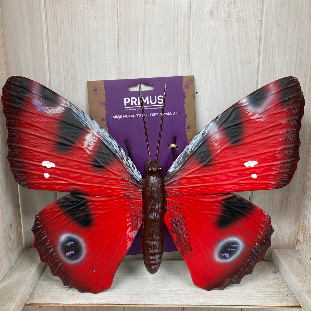 Red Metal 3D Butterfly Wall Art - The Coast Office