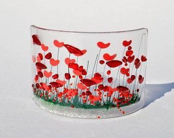 Poppy Fused Glass Flower Curves - The Coast Office