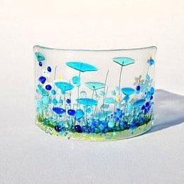 Cornflower Fused Glass Flower Curve - The Coast Office