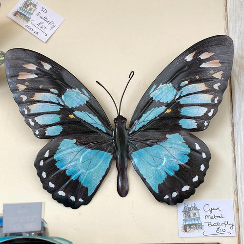 Large Cyan Metal Butterfly - The Coast Office