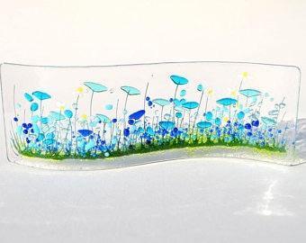 Cornflower Fused Glass Flower Waves - The Coast Office