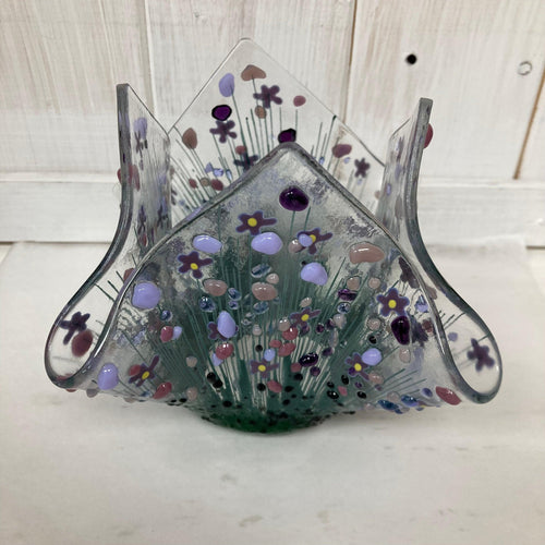 Violet Fused Glass Tea light Vases by Pam Peters - The Coast Office