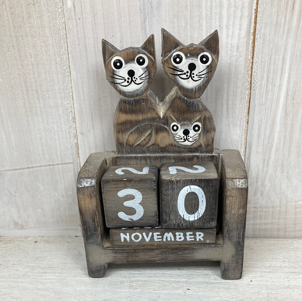 Cat Family miniatuur eeuwigdurende kalender