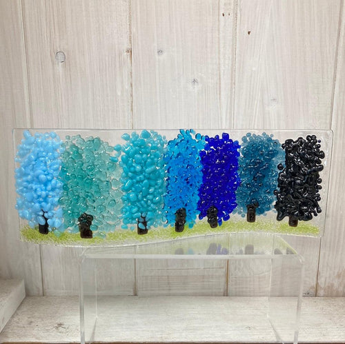 Fused Glass Blue Tree Wave - The Coast Office