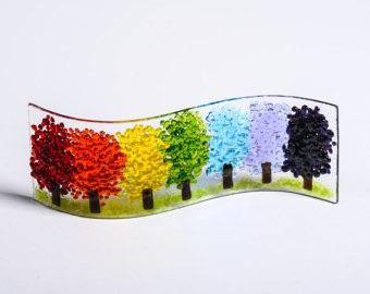 Fused Glass Rainbow Tree Wave - The Coast Office