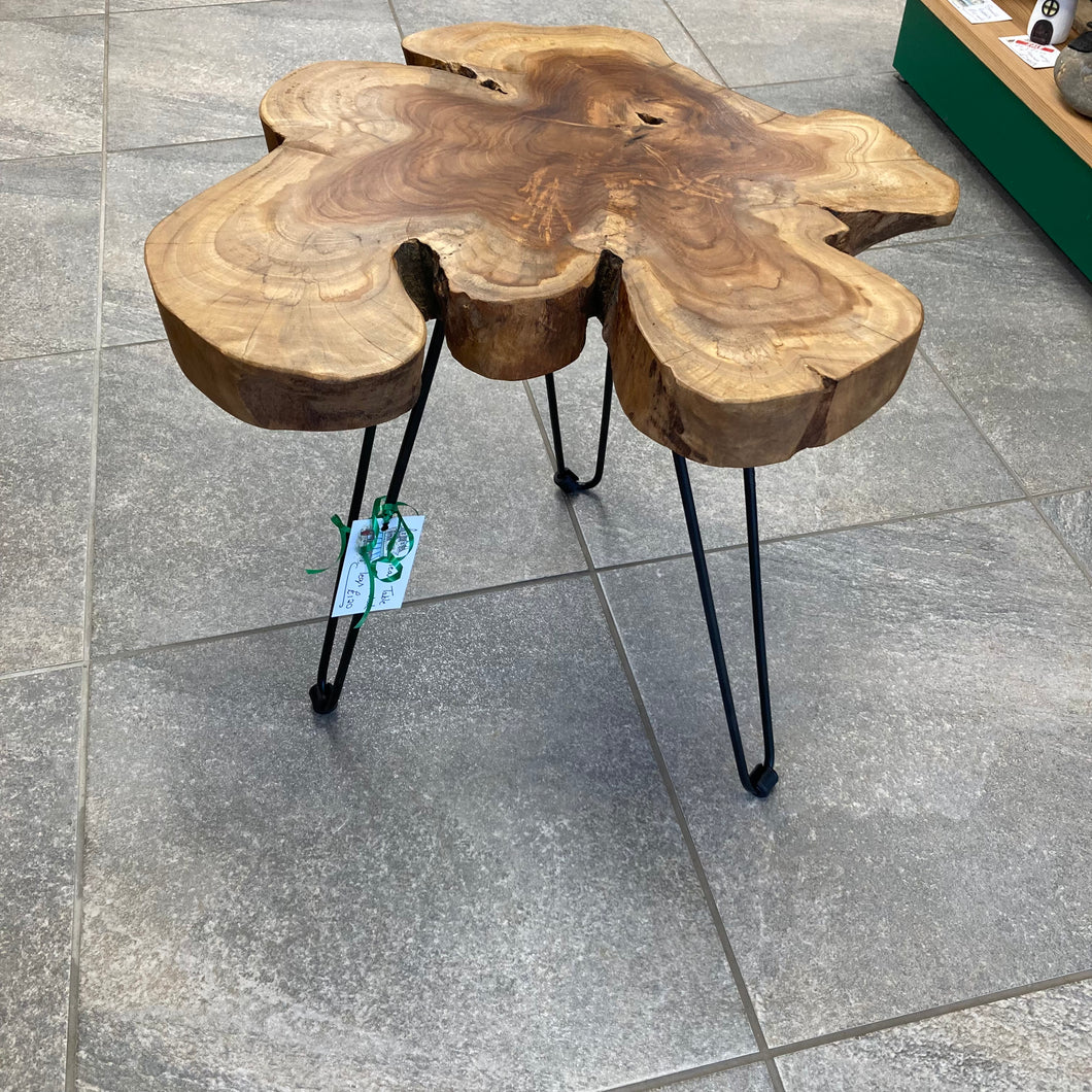 Small Teak Side Table with Metal Legs
