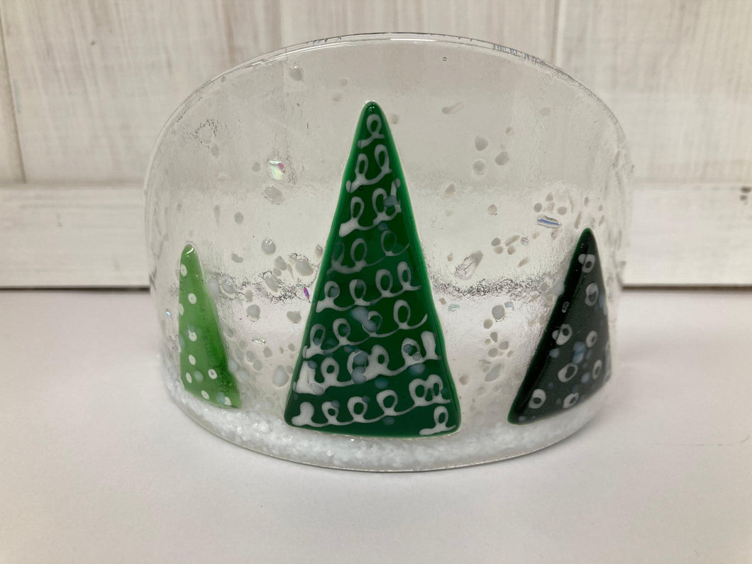 Snow Globe Fused Glass Tree Curve - The Coast Office